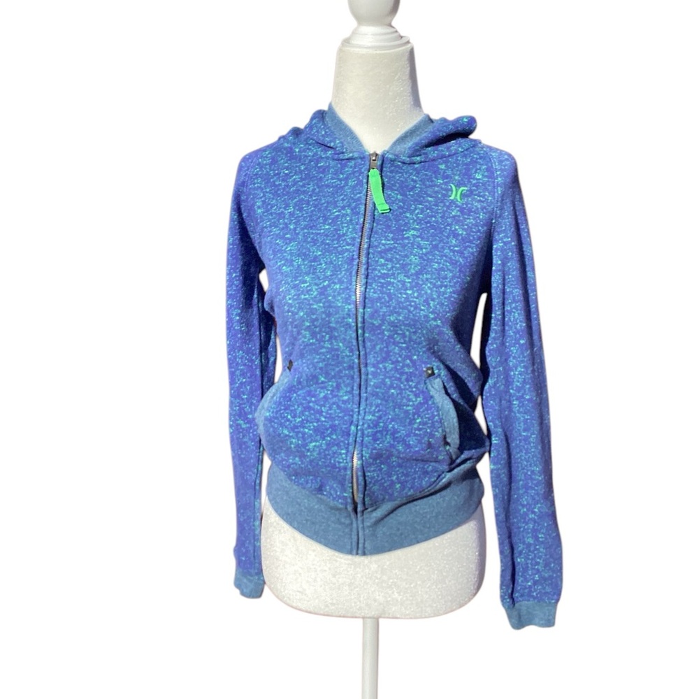 Blue Hurley Zip-Up Hoodie marbled blue and green - Picture 2 of 8